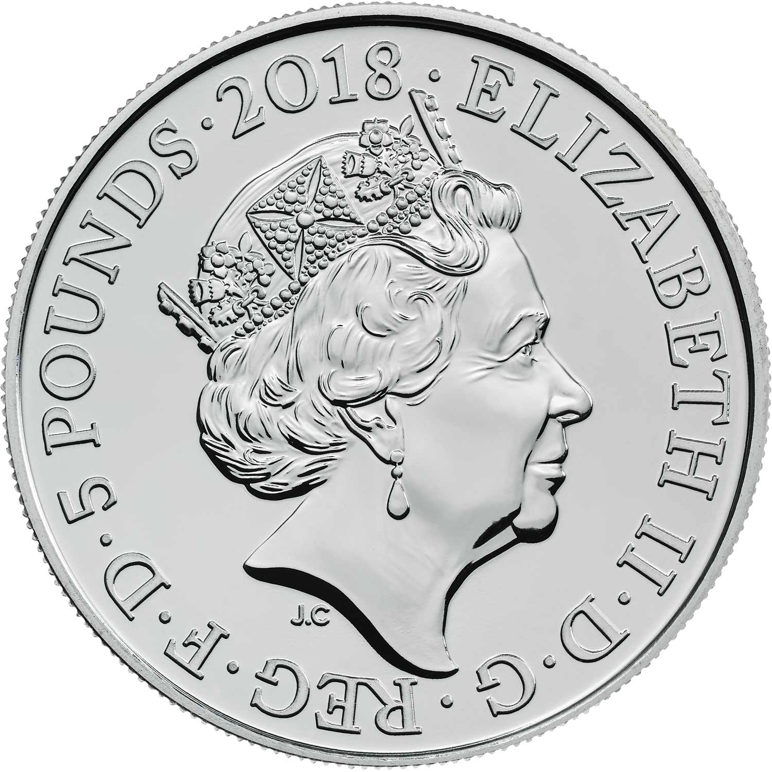 5 Pounds - Elizabeth II 5th portrait; Prince Charles 70th Birthday obverse