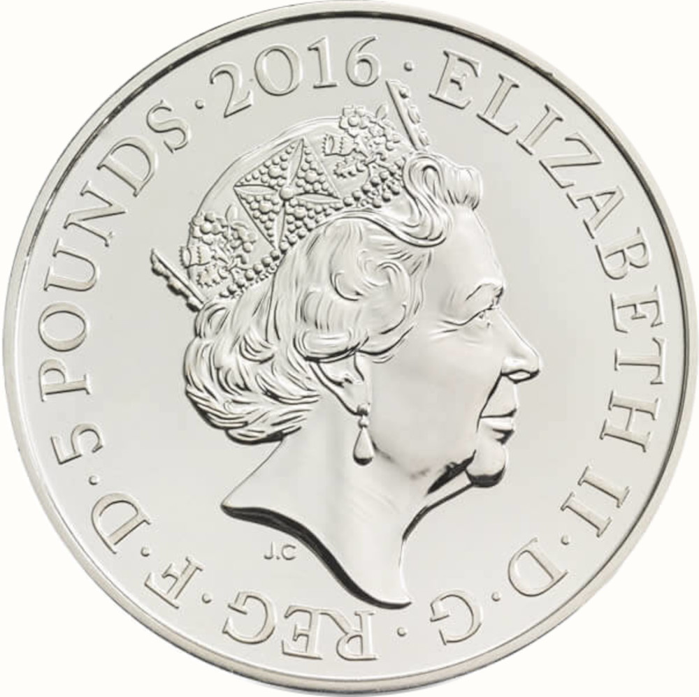 5 Pounds - Elizabeth II 5th portrait; Queen's 90th Birthday obverse
