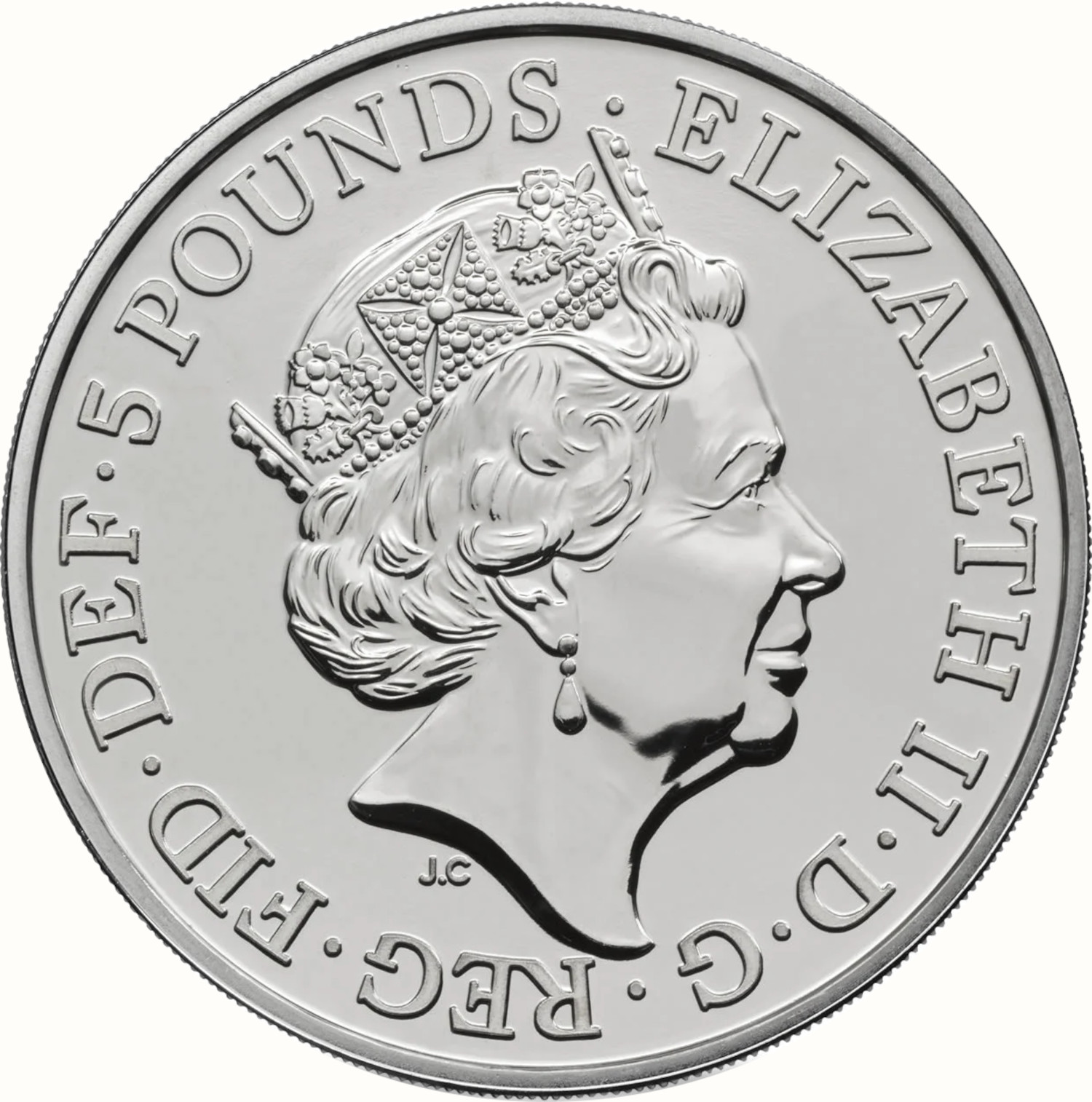 5 Pounds - Elizabeth II 5th portrait; Red Dragon of Wales obverse