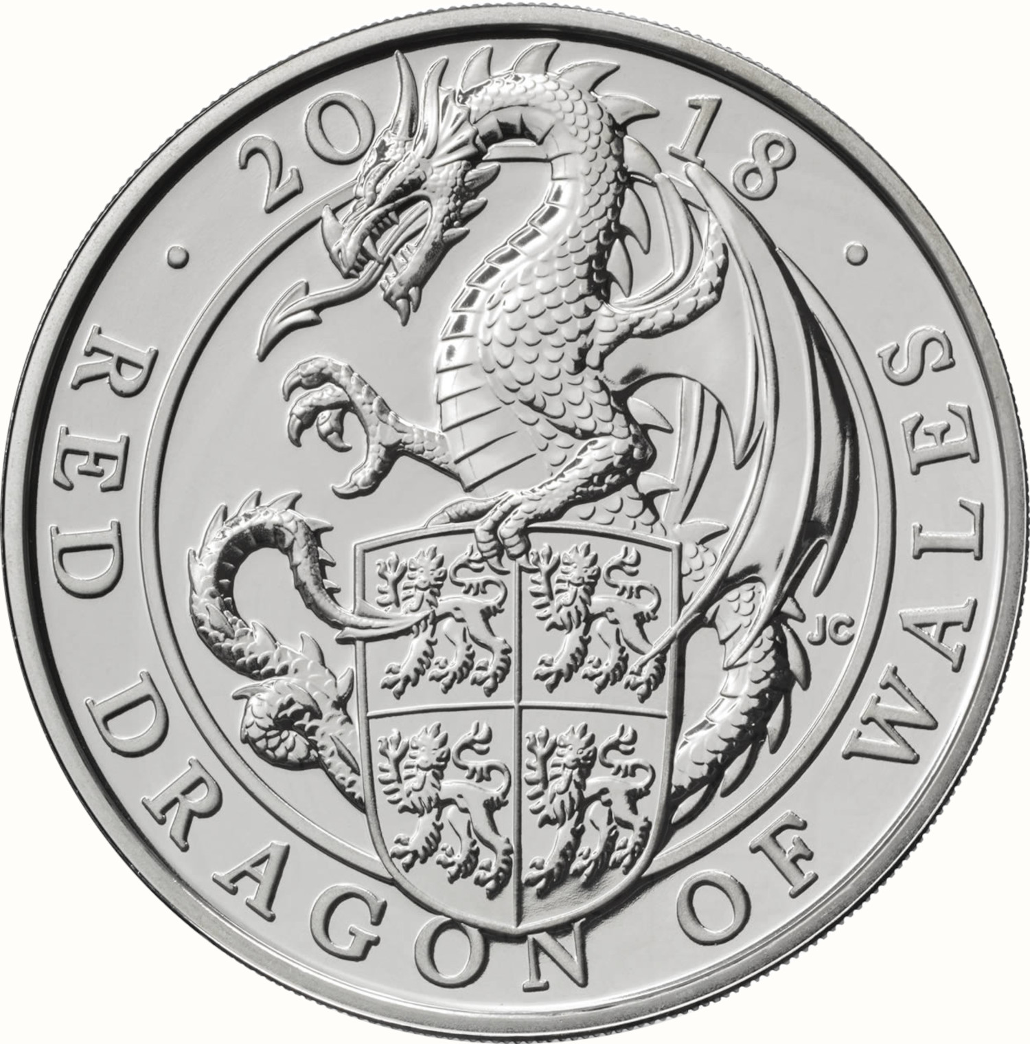 5 Pounds - Elizabeth II 5th portrait; Red Dragon of Wales reverse