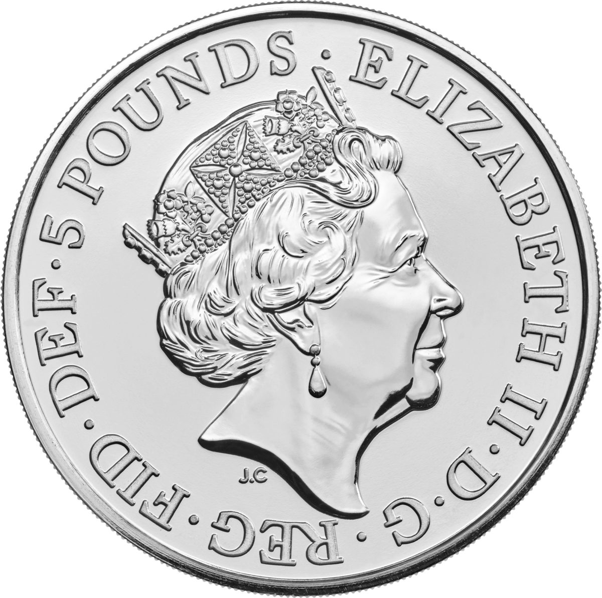 5 Pounds - Elizabeth II 5th portrait; Royal Academy of Arts obverse
