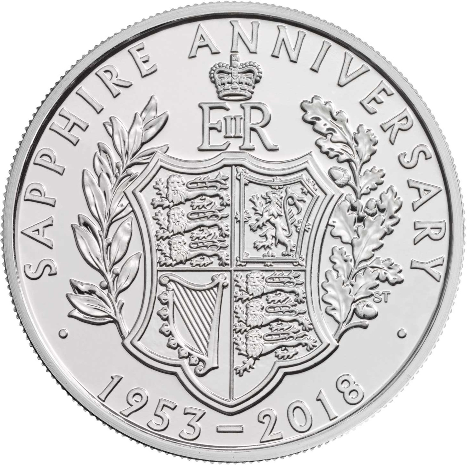 5 Pounds - Elizabeth II 5th portrait; Sapphire Anniversary