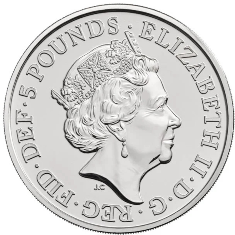 5 Pounds - Elizabeth II 5th portrait; Sapphire Jubilee obverse
