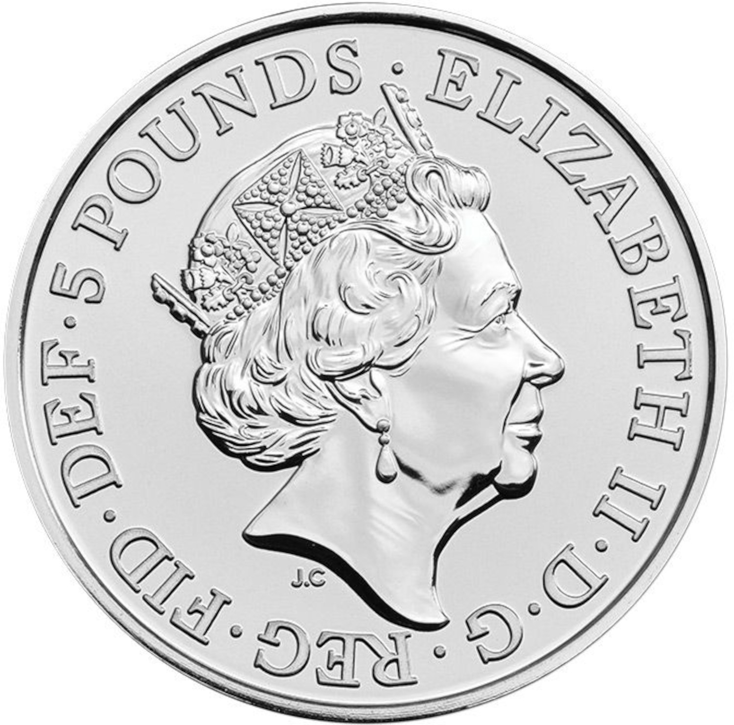 5 Pounds - Elizabeth II 5th Portrait; Unicorn of Scotland obverse