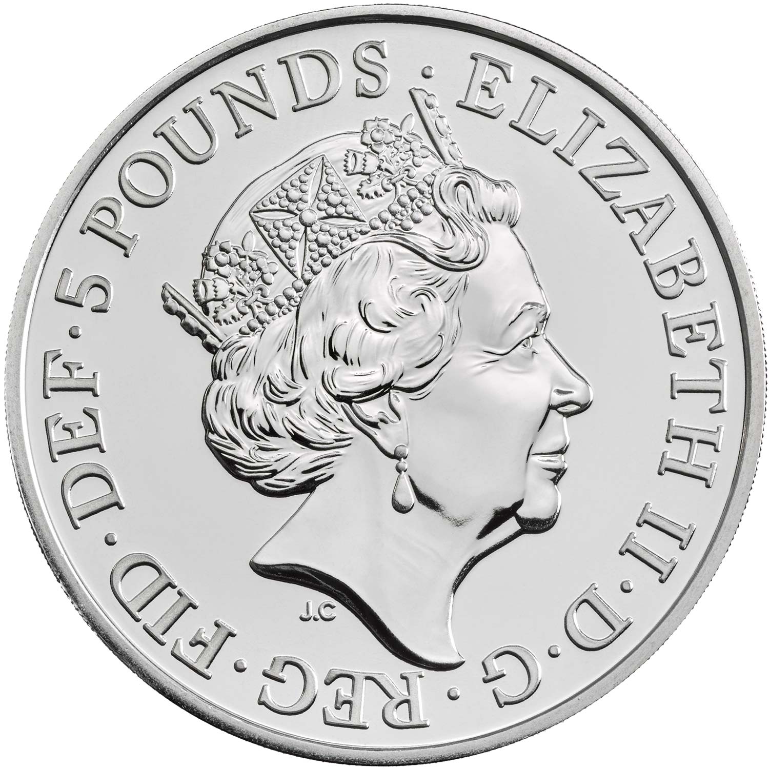 5 Pounds - Elizabeth II 5th portrait; White Horse of Hanover obverse