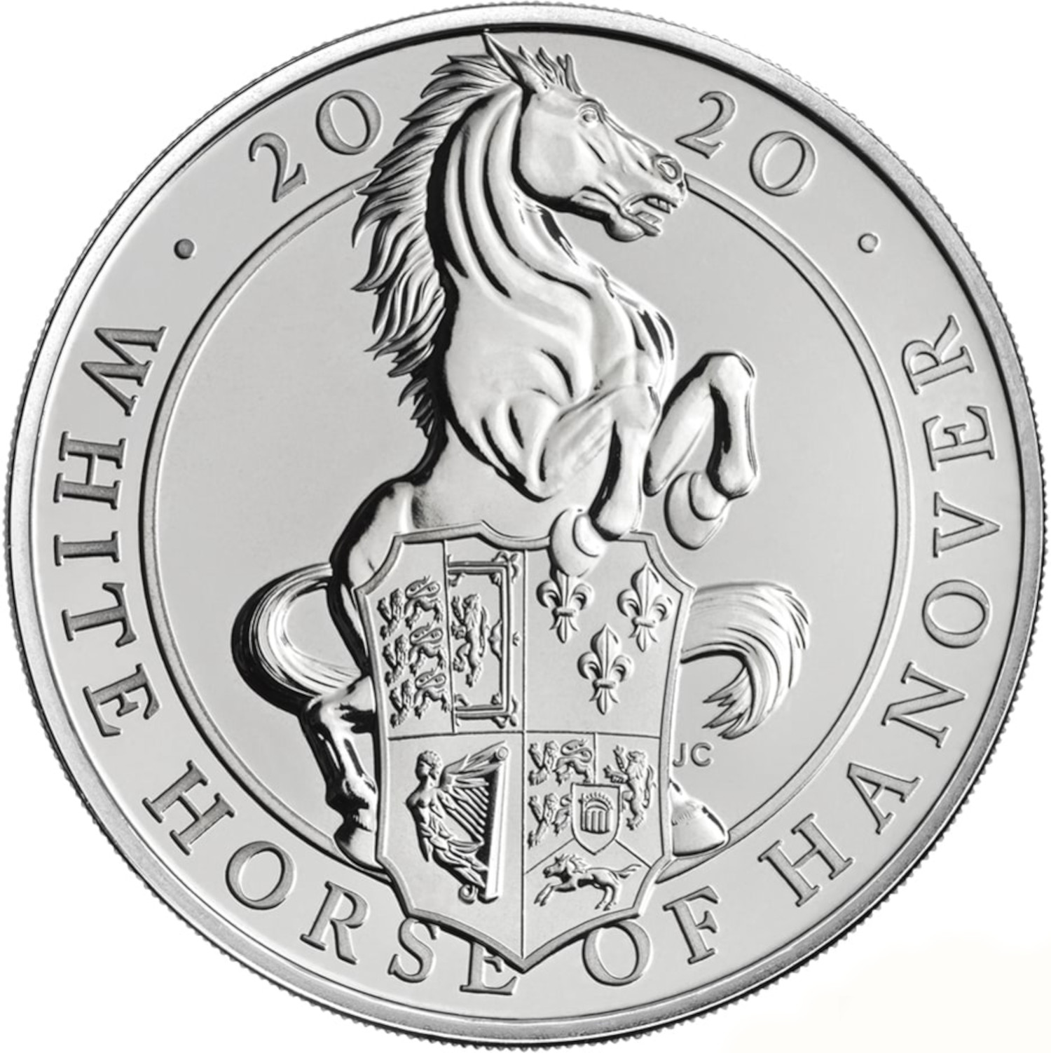 5 Pounds - Elizabeth II 5th portrait; White Horse of Hanover reverse