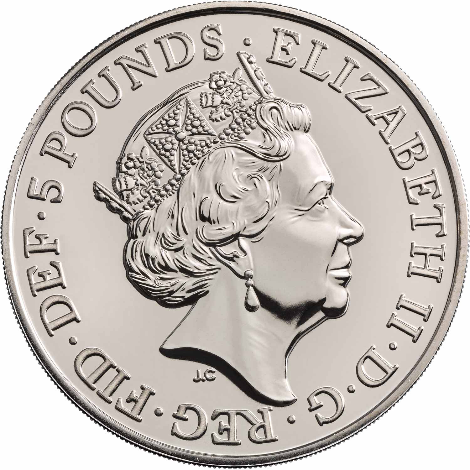 5 Pounds - Elizabeth II 5th portrait; Yale of Beaufort obverse
