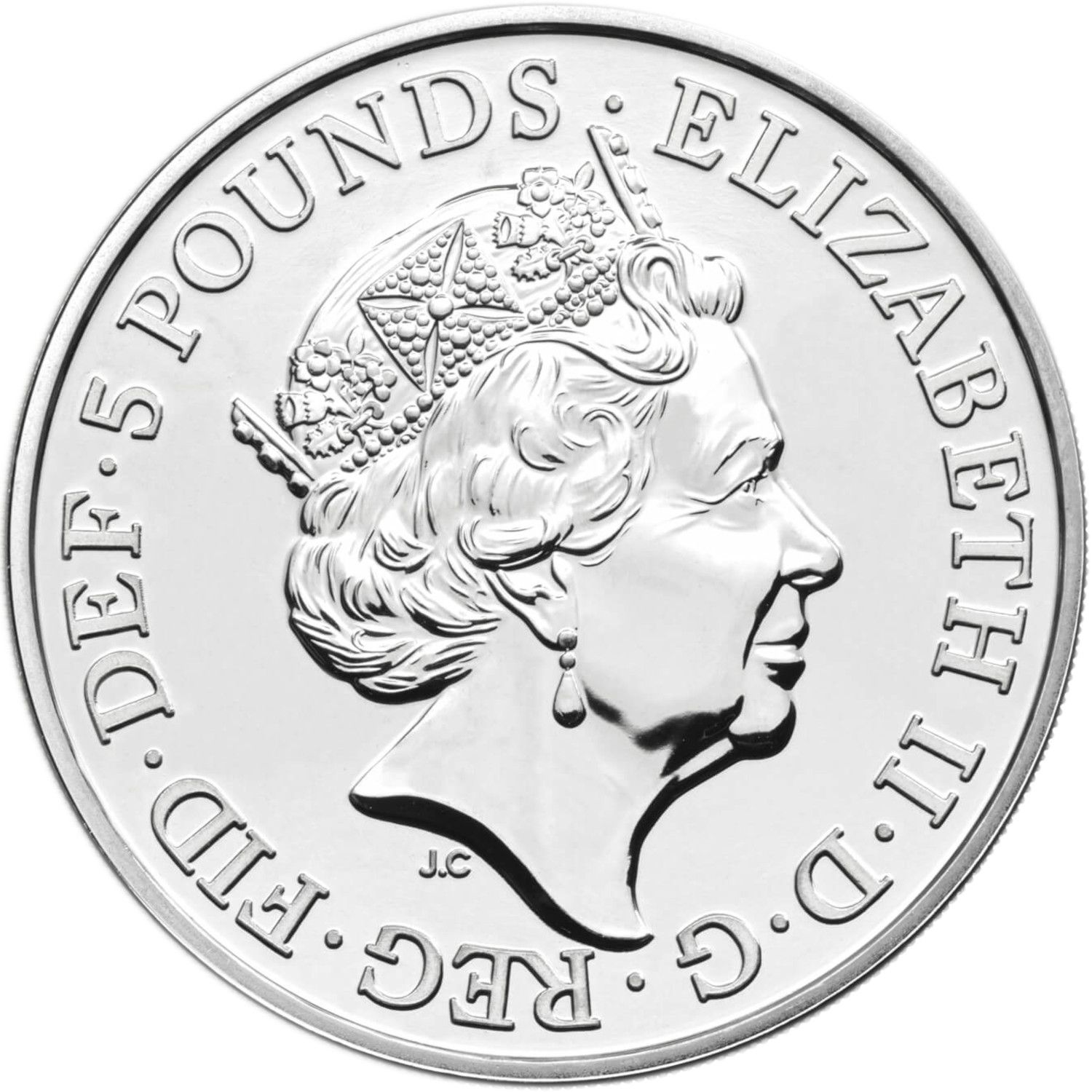 5 Pounds - Elizabeth II 5th portrait; Year of the Tiger obverse