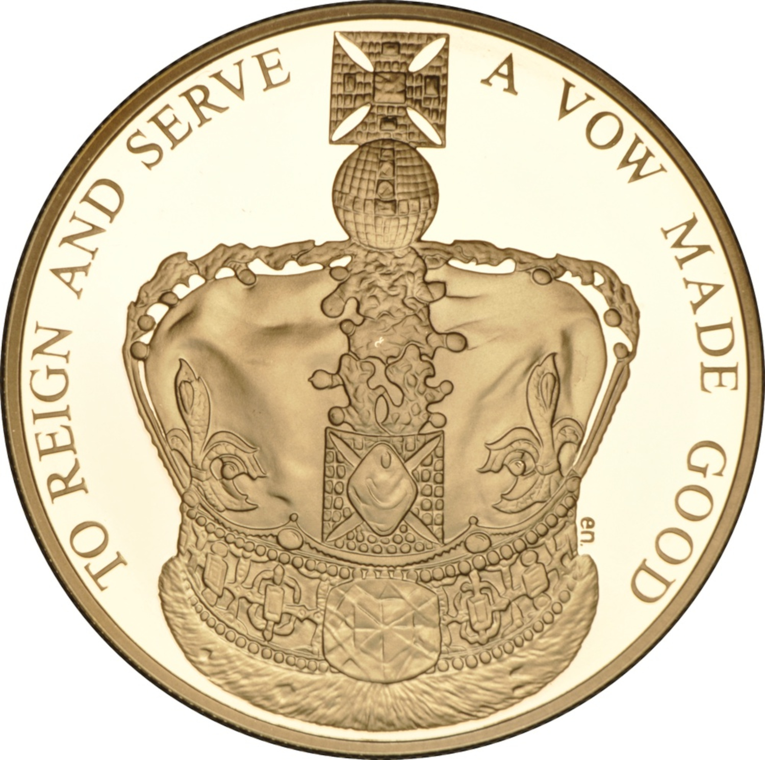 5 Pounds - Elizabeth II 60th Coronation Jubilee; Gold-Plated Silver Proof reverse