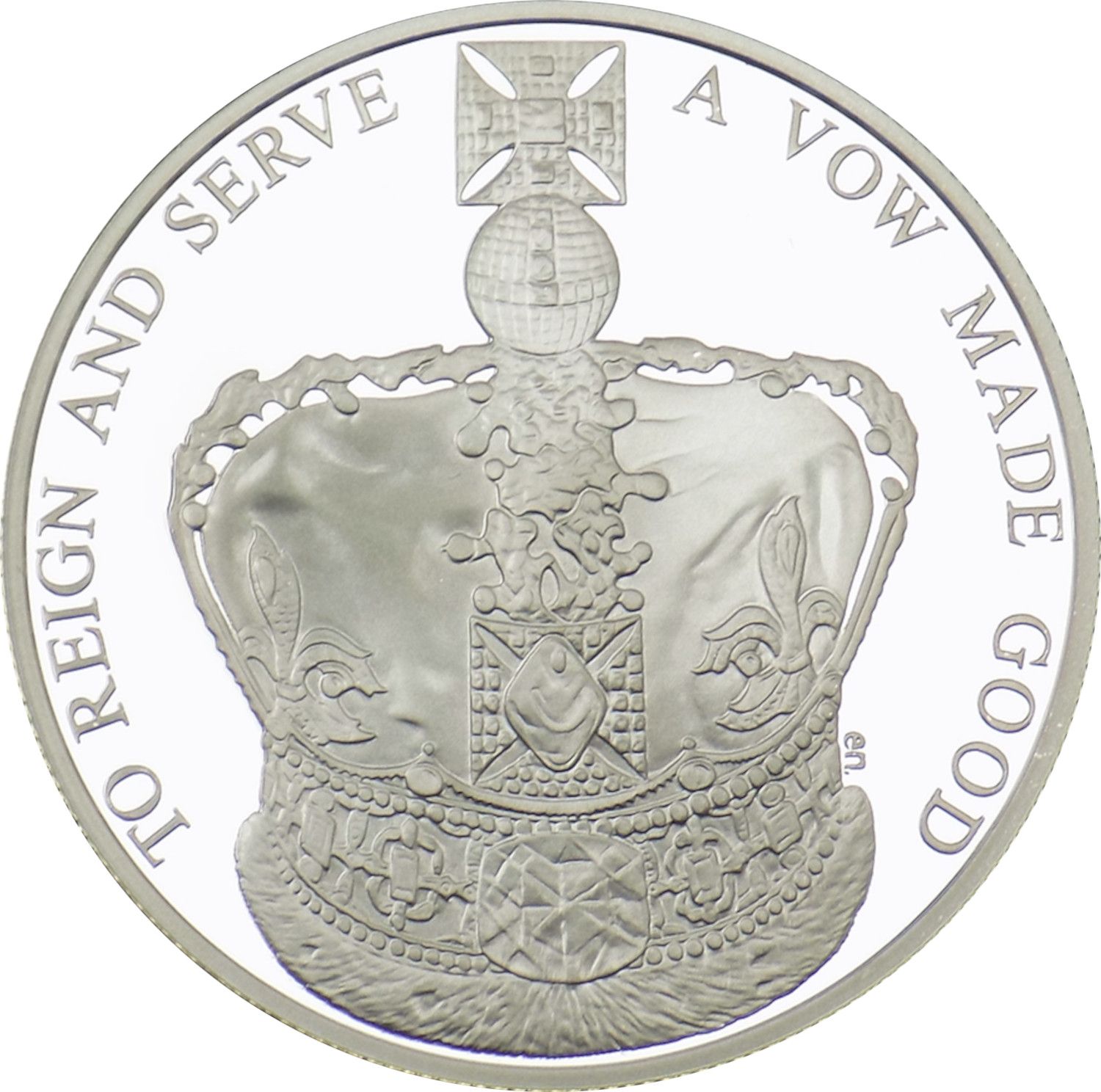 5 Pounds - Elizabeth II 60th Coronation Jubilee; Platinum Piedfort reverse