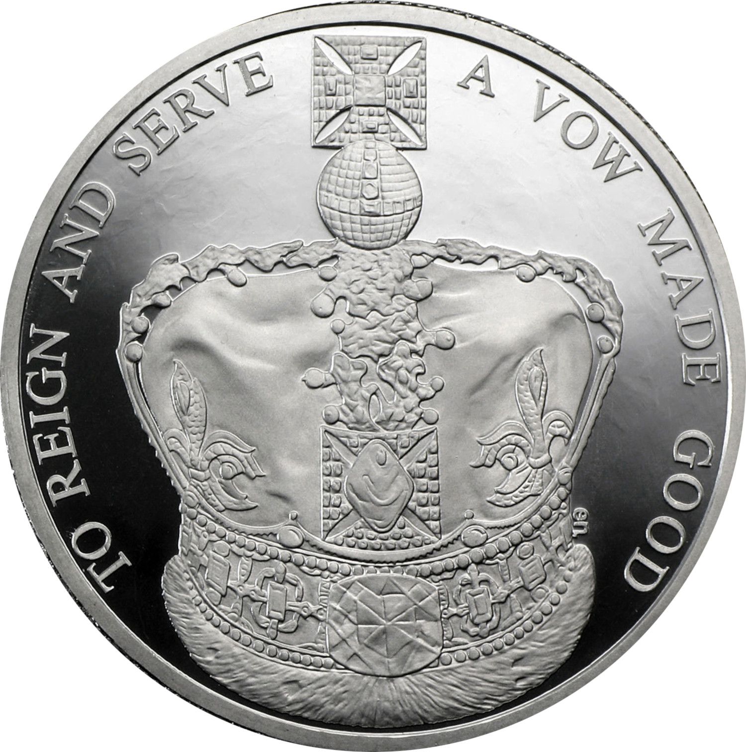 5 Pounds - Elizabeth II 60th Coronation Jubilee; Silver Piedfort reverse