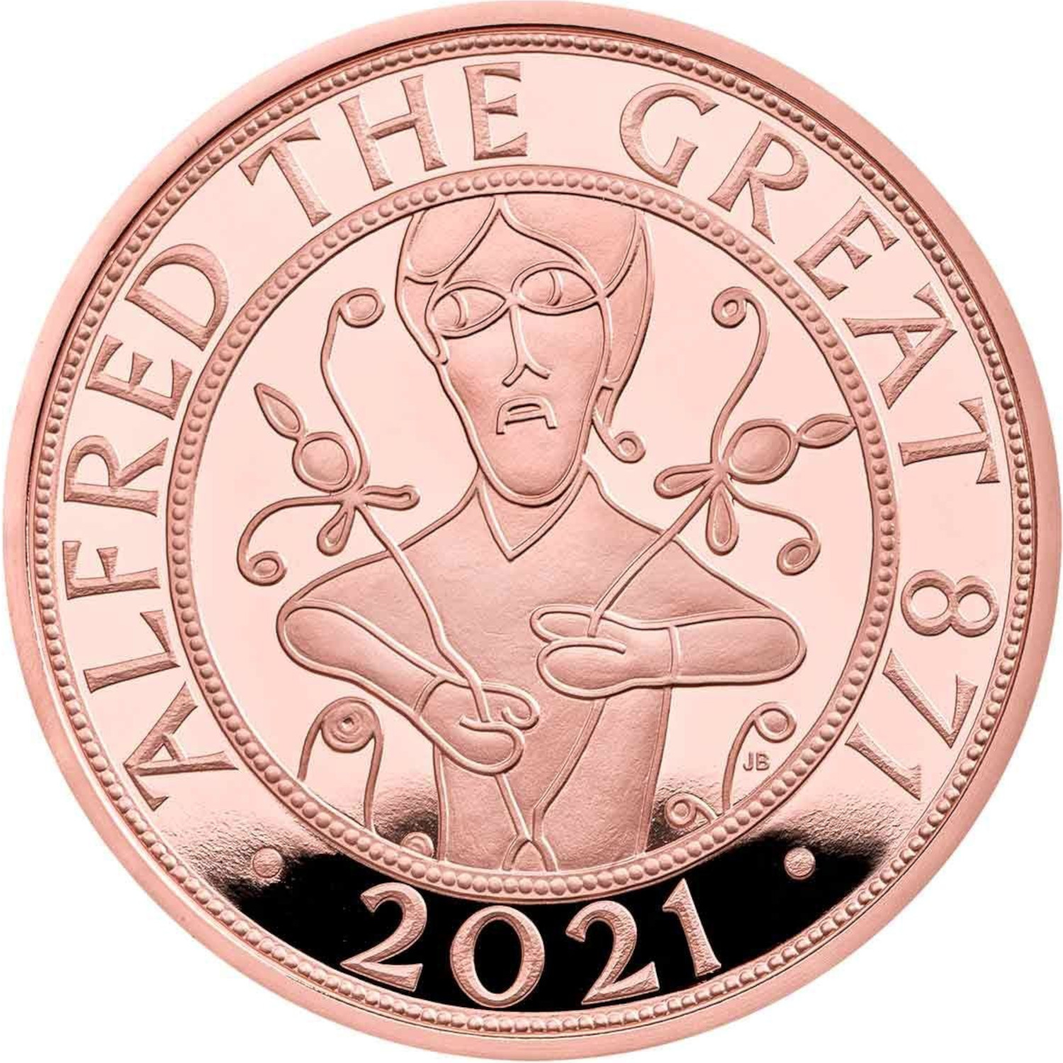 5 Pounds - Elizabeth II Alfred The Great; Gold Proof reverse