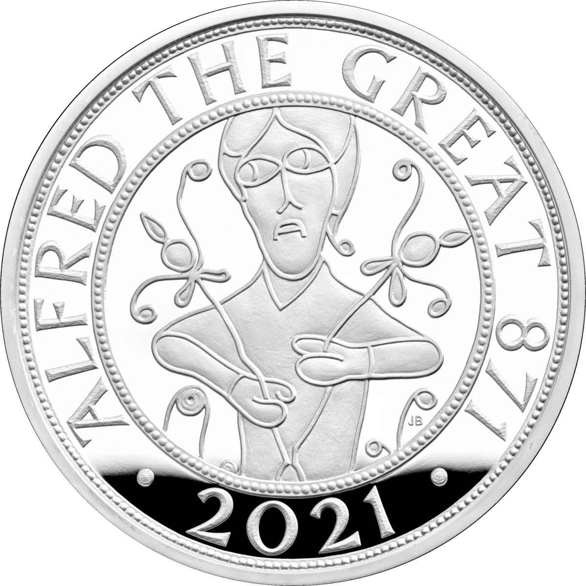 5 Pounds - Elizabeth II Alfred The Great; Silver Piedfort reverse