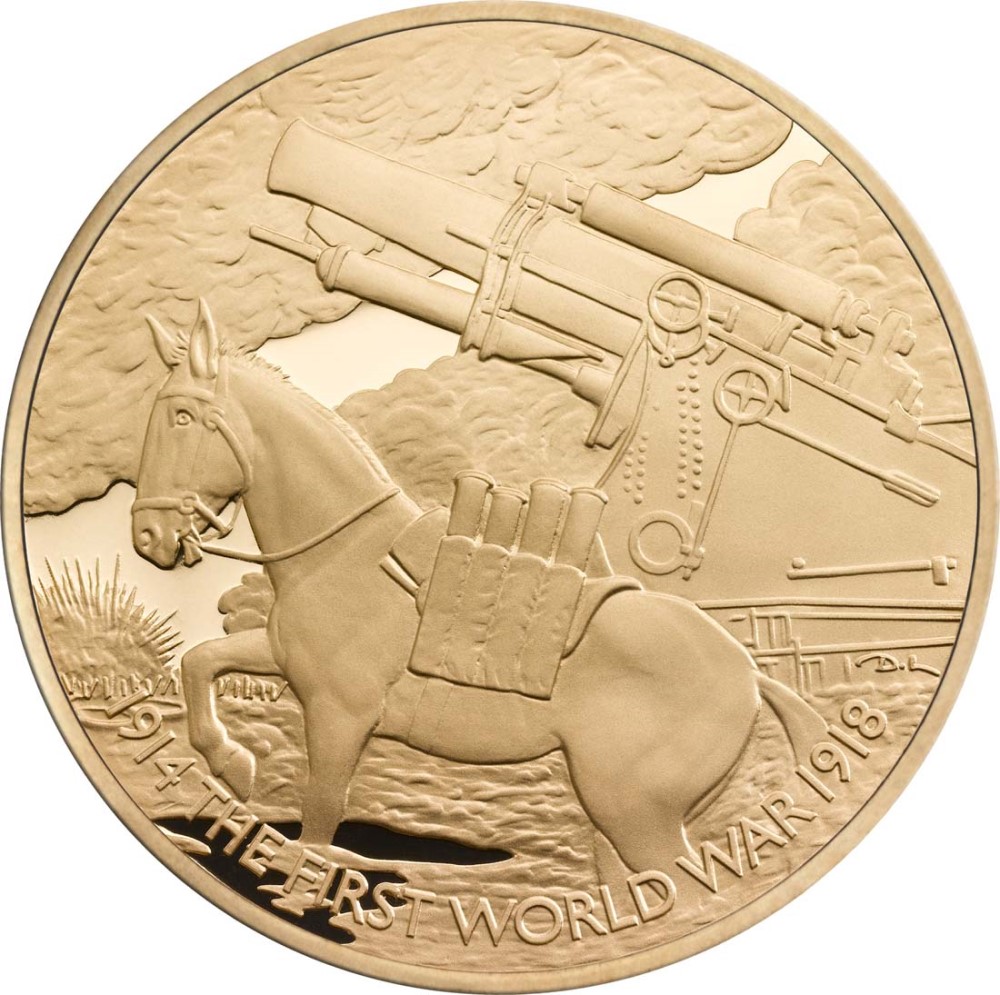 5 Pounds - Elizabeth II Animals at War; Gold Proof