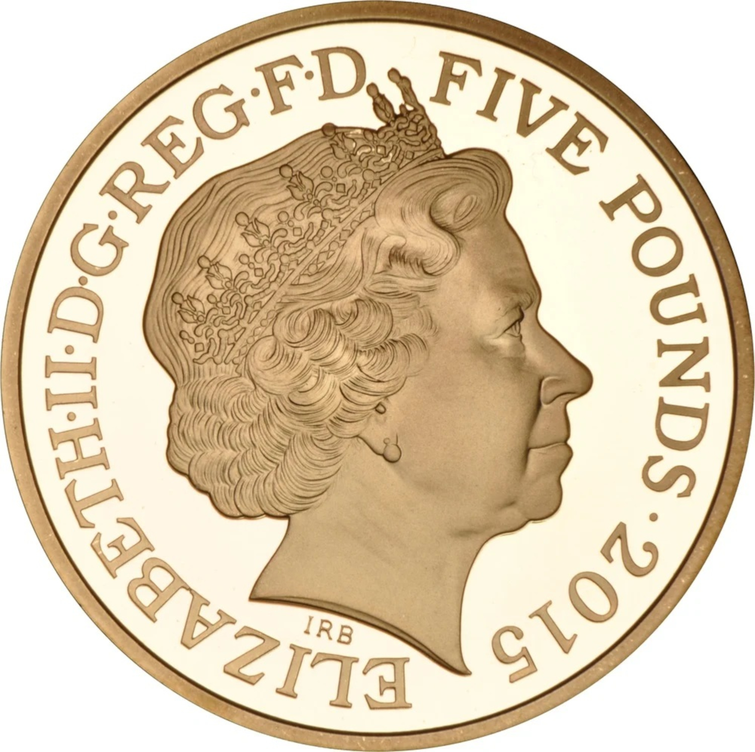 5 Pounds - Elizabeth II Battle of Waterloo; Gold Proof obverse