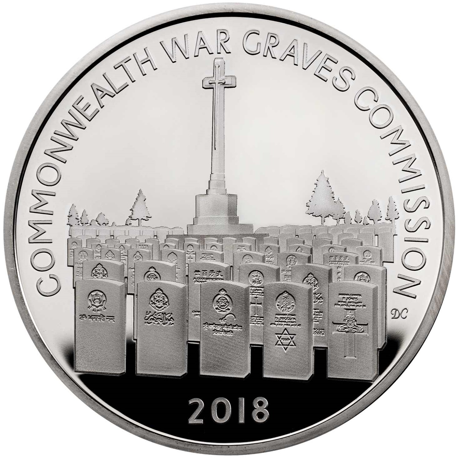 5 Pounds - Elizabeth II Commonwealth War Graves; Silver Proof reverse
