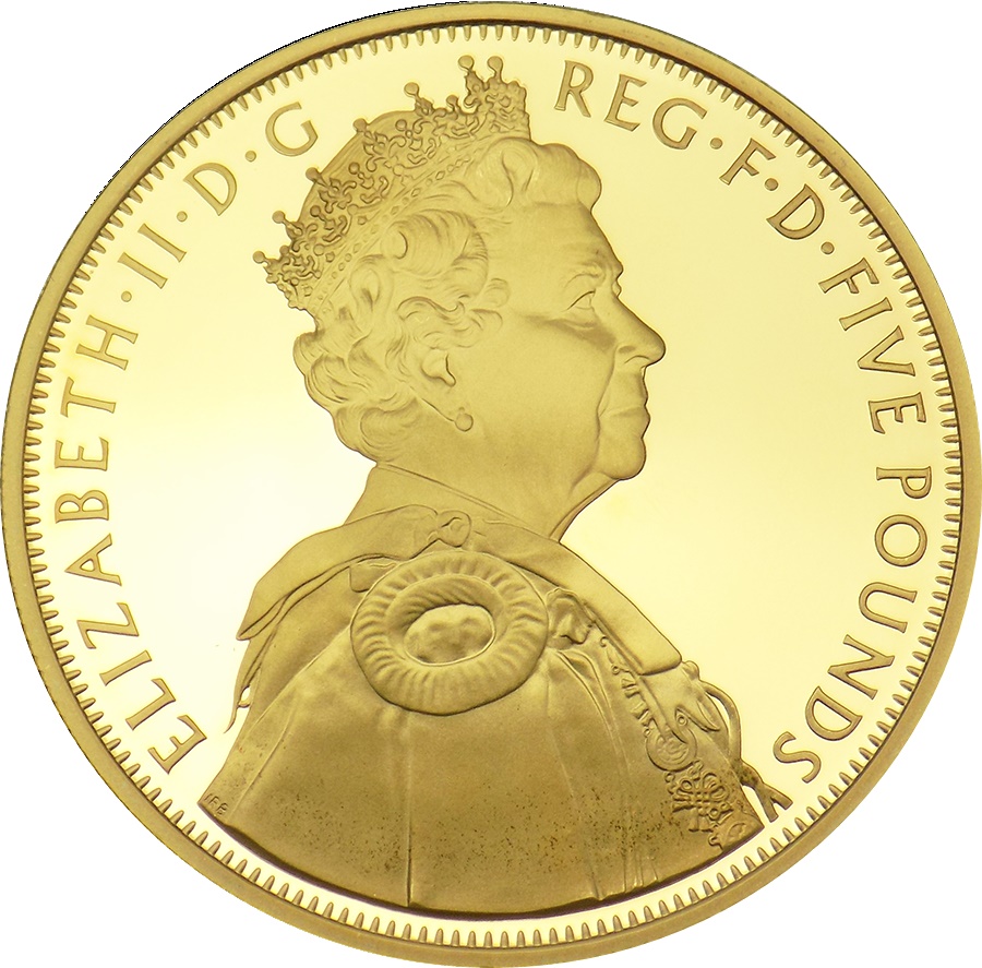 5 Pounds - Elizabeth II Diamond Jubilee; Gold-Plated Silver Proof obverse