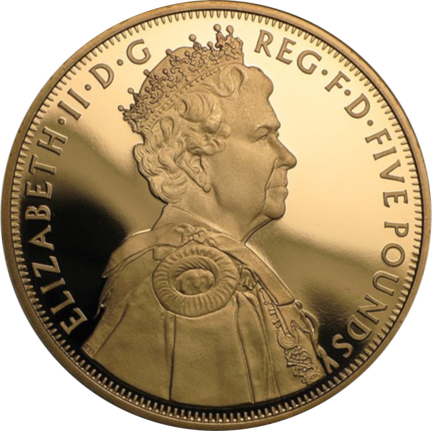 5 Pounds - Elizabeth II Diamond Jubilee; Gold Proof obverse