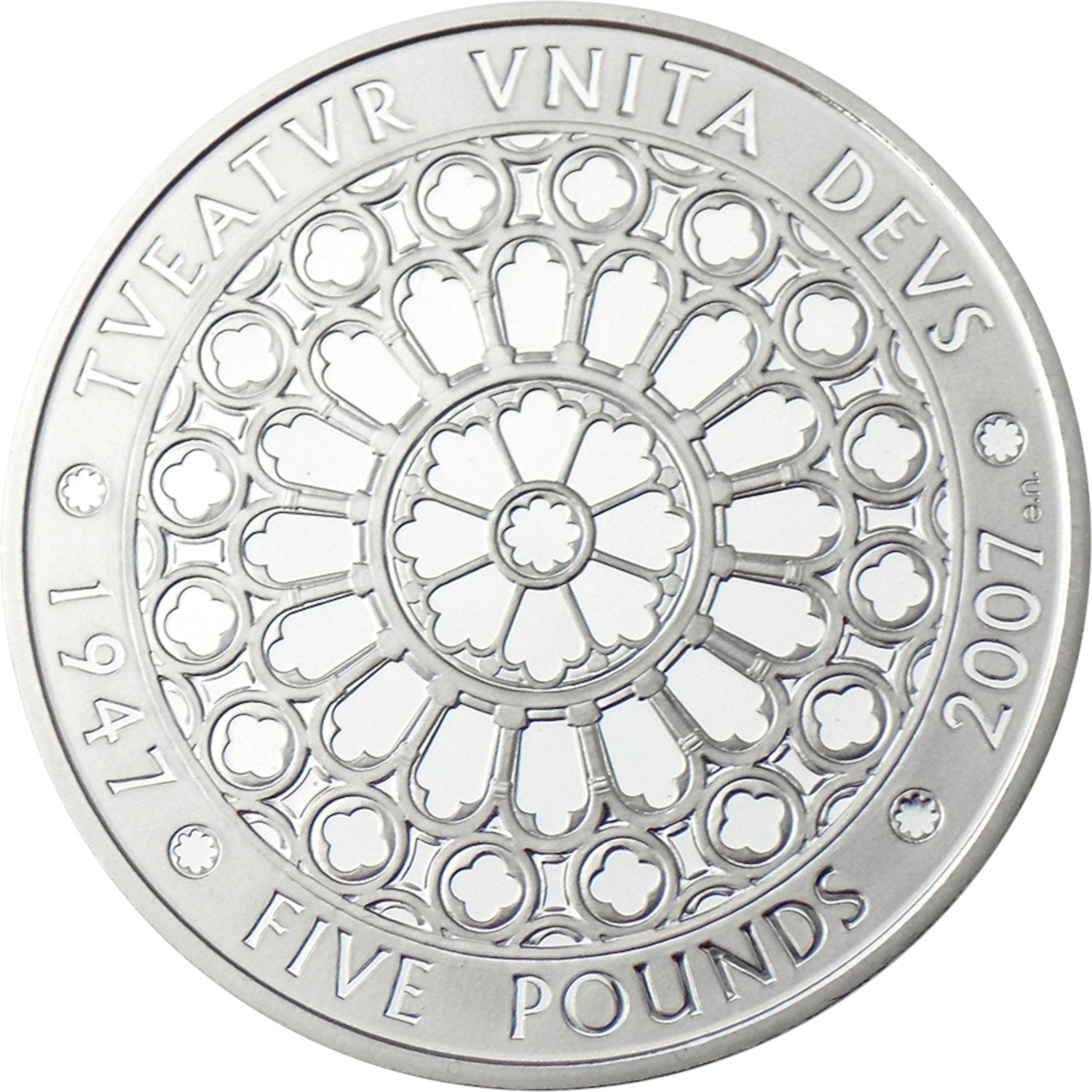 5 Pounds - Elizabeth II Diamond Wedding; Platinum Piedfort