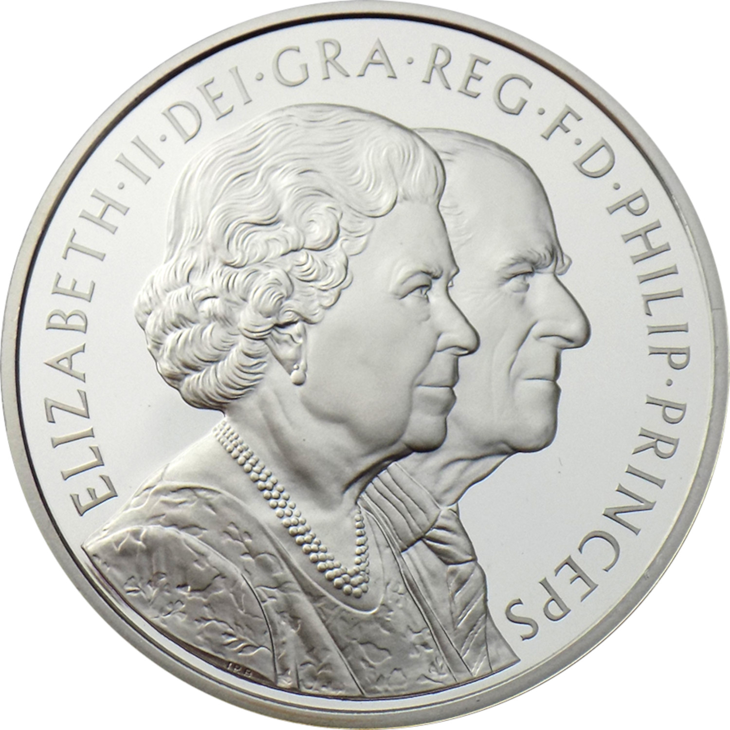5 Pounds - Elizabeth II Diamond Wedding; Silver Proof obverse