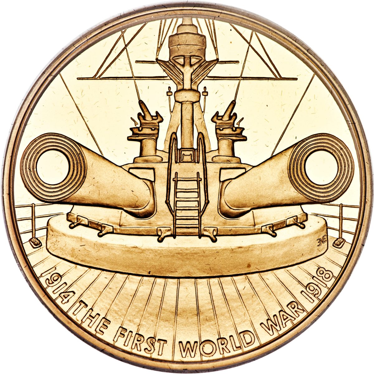5 Pounds - Elizabeth II Dreadnought; Gold Proof reverse
