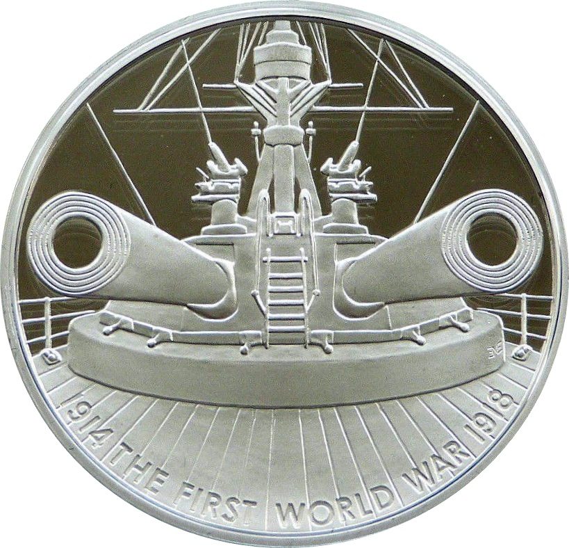 5 Pounds - Elizabeth II Dreadnought; Silver Proof reverse