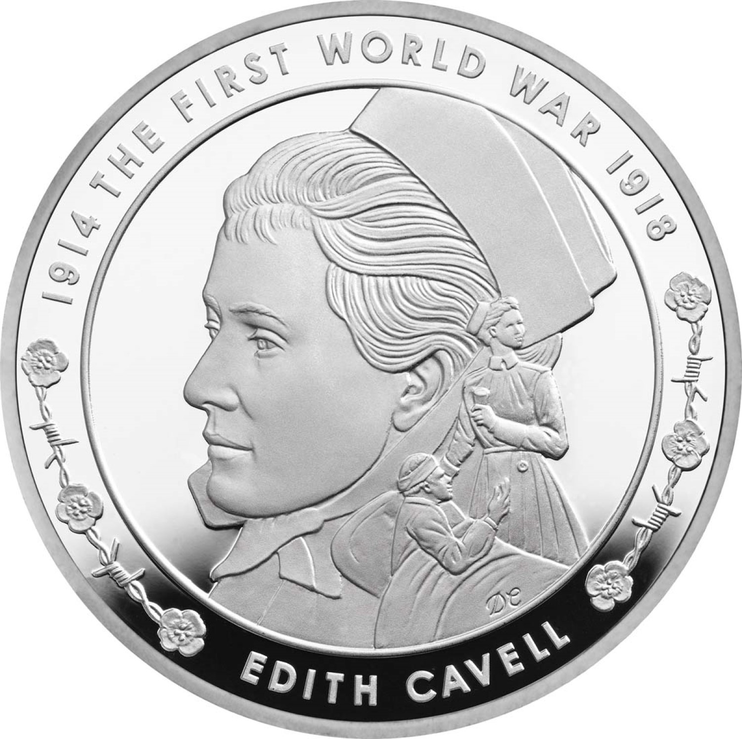 5 Pounds - Elizabeth II Edith Cavell; Silver Proof reverse