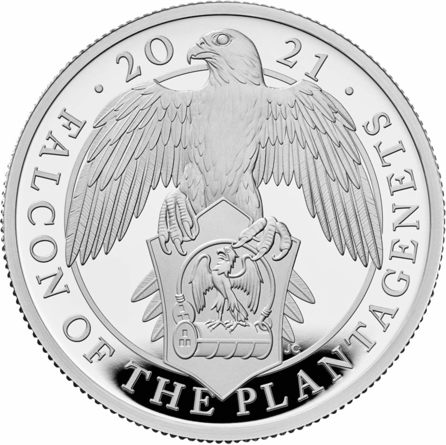 5 Pounds - Elizabeth II Falcon of the Plantagenets; Silver Proof reverse