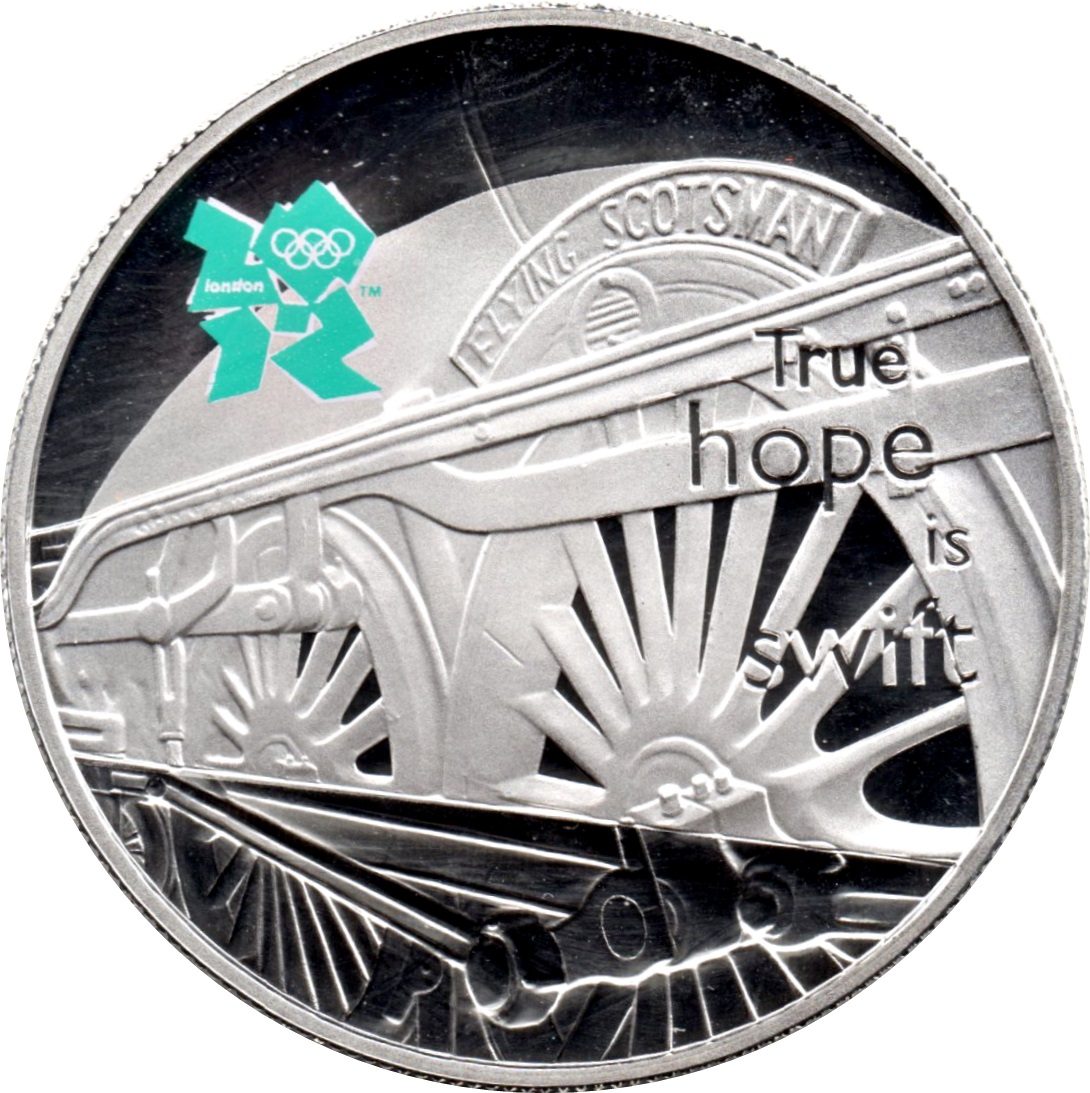 5 Pounds - Elizabeth II Flying Scotsman; Silver Proof reverse