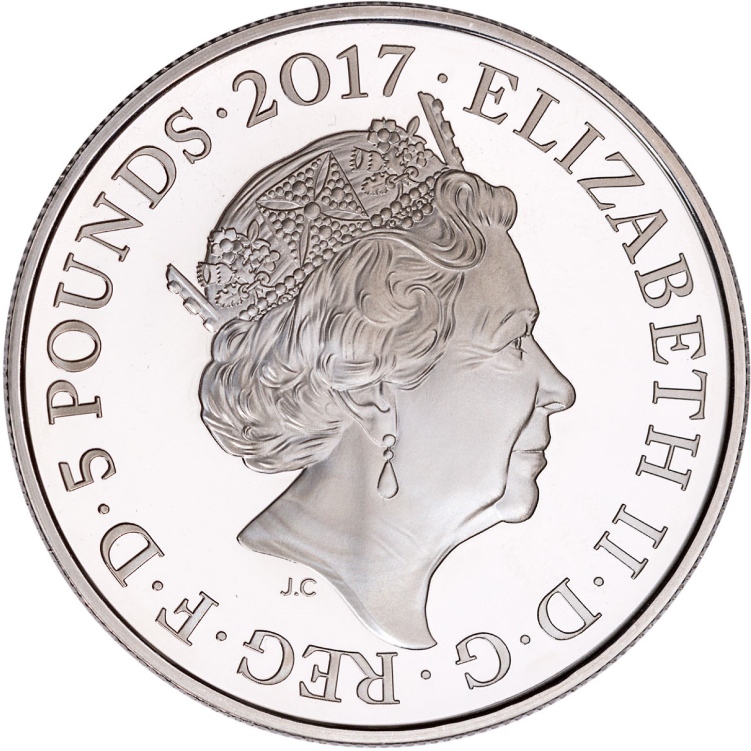 5 Pounds - Elizabeth II Gas; Silver Proof obverse