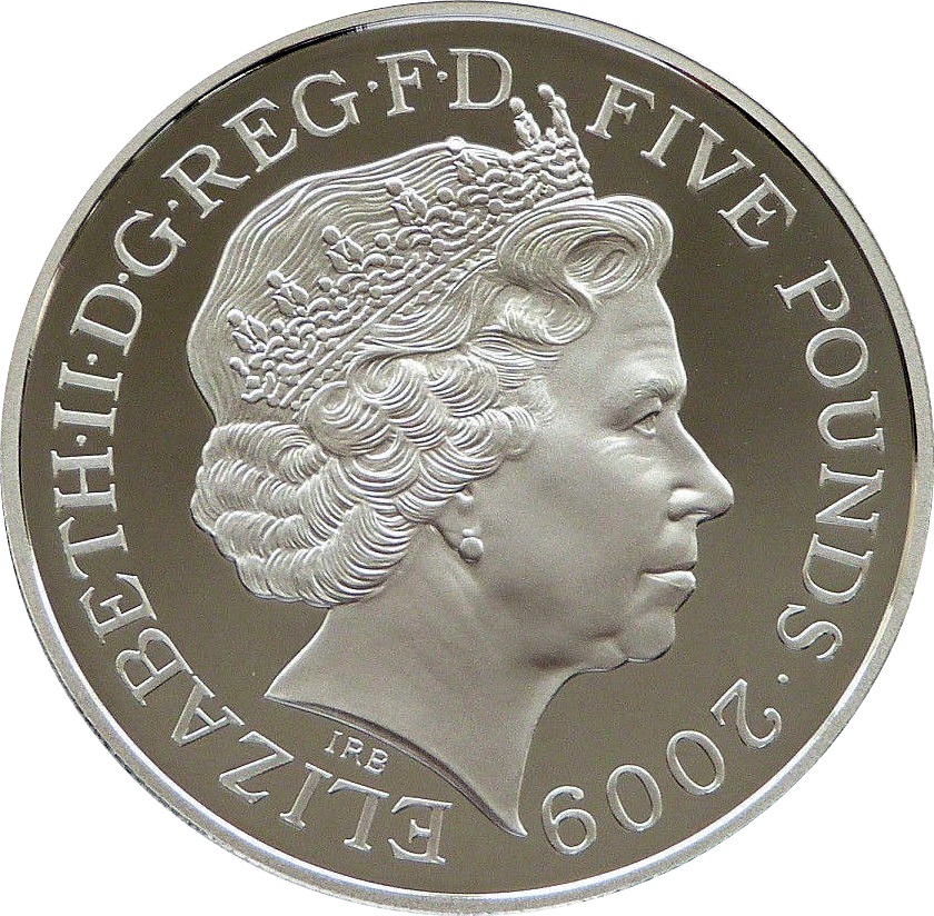 5 Pounds - Elizabeth II Globe Theatre; Silver Proof obverse