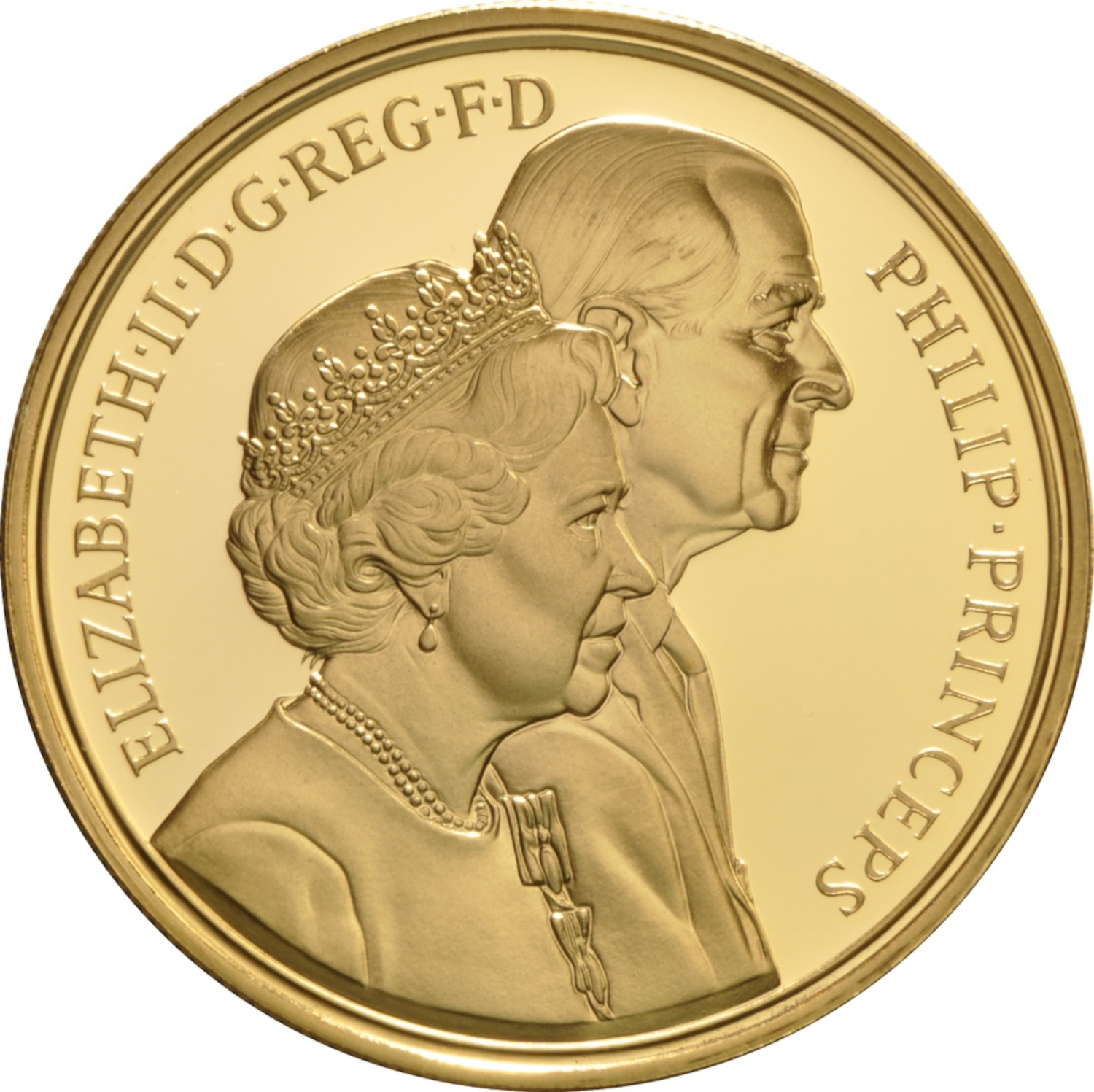 5 Pounds - Elizabeth II Golden Wedding; Gold Proof obverse