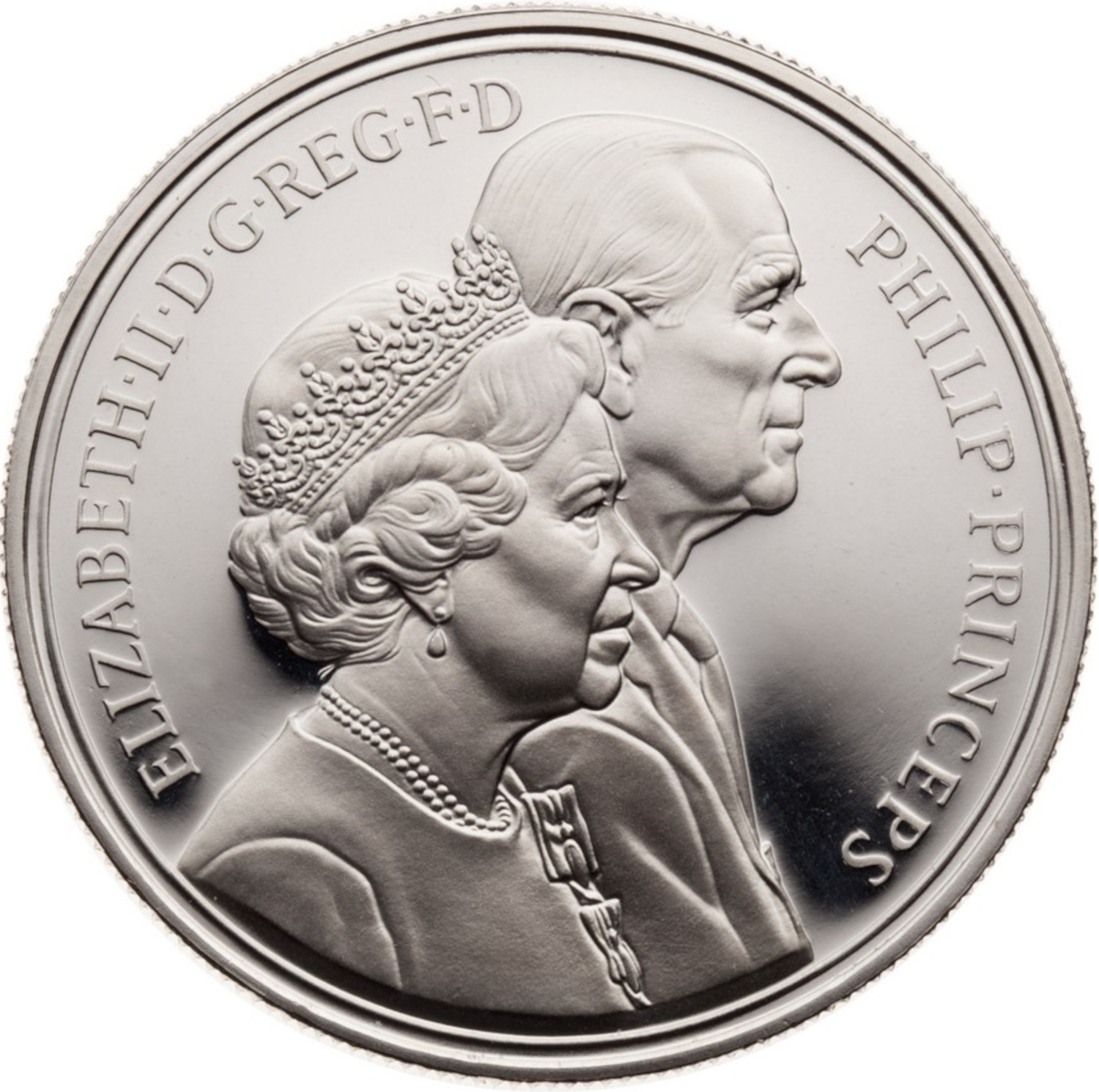 5 Pounds - Elizabeth II Golden Wedding; Silver Proof obverse