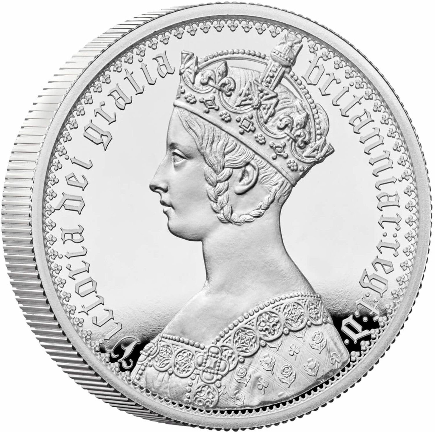 5 Pounds - Elizabeth II Gothic Crown Portrait; Silver Proof reverse