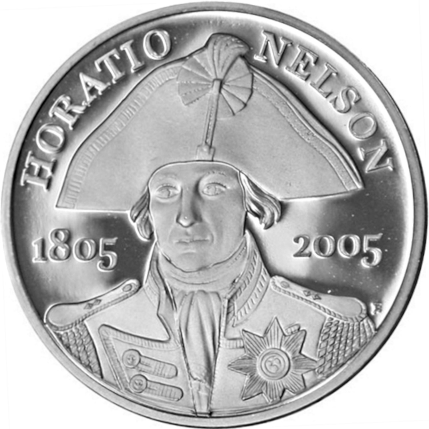 5 Pounds - Elizabeth II Horatio Nelson; Silver Piedfort