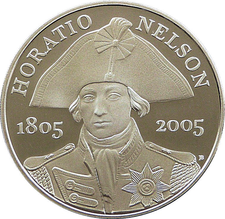 5 Pounds - Elizabeth II Horatio Nelson; Silver Proof reverse