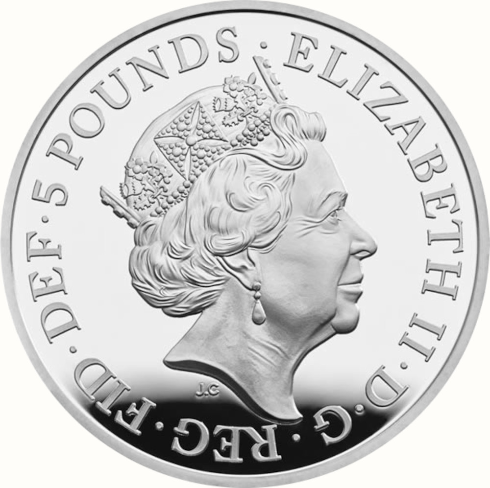 5 Pounds - Elizabeth II House of Windsor; Silver Proof obverse