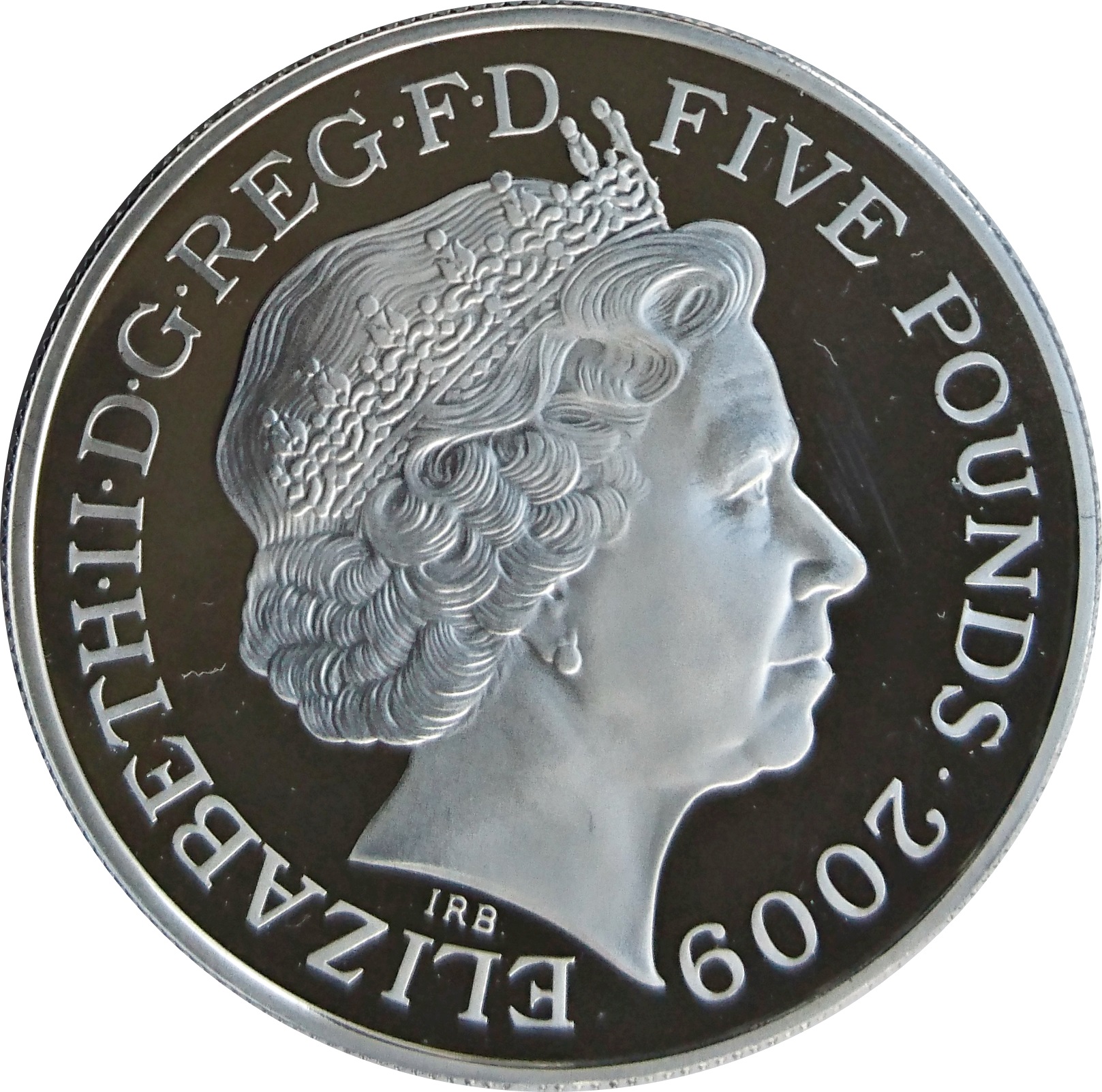 5 Pounds - Elizabeth II Isaac Newton; Silver Proof obverse