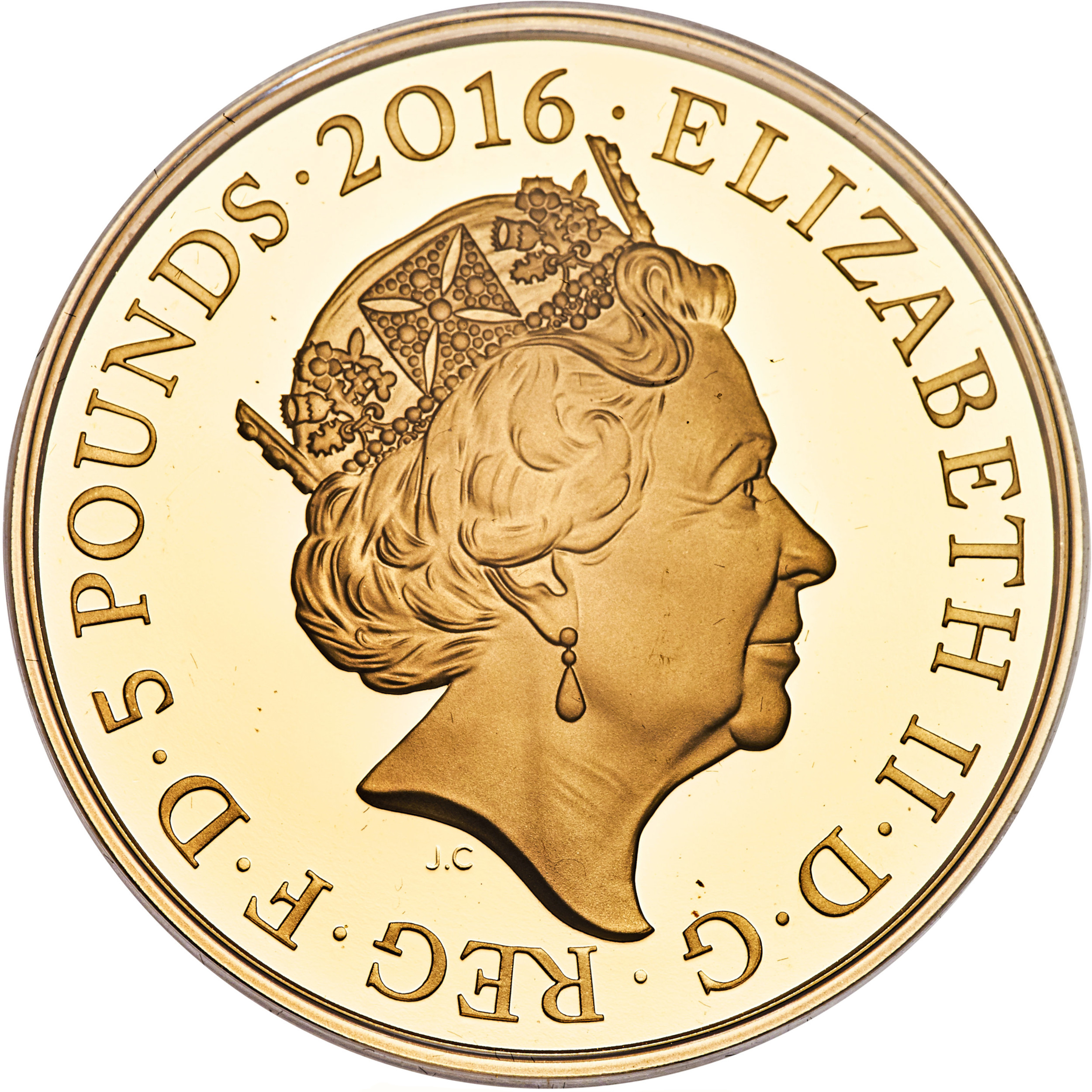 5 Pounds - Elizabeth II Jack Cornwell VC; Gold Proof obverse