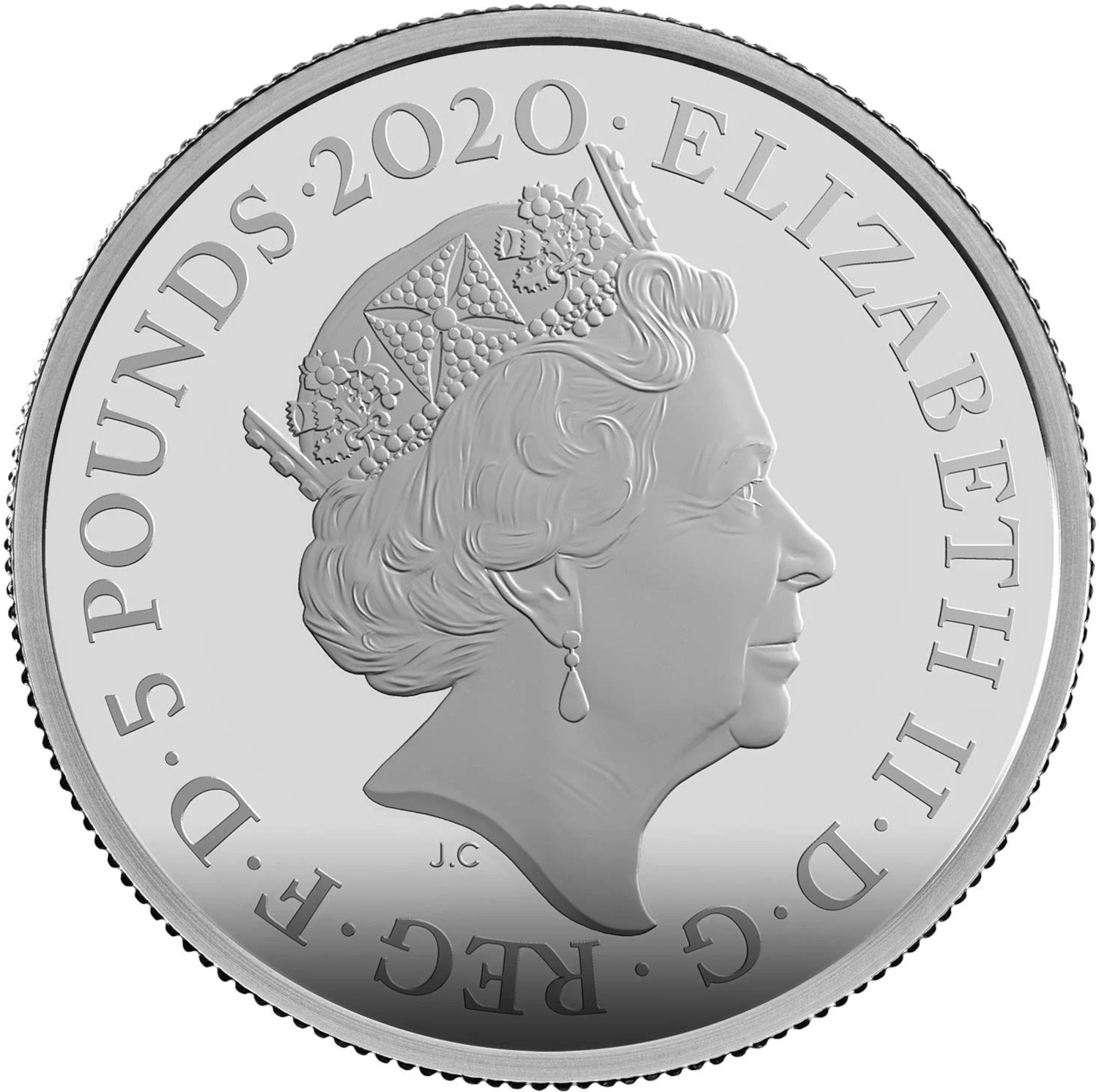 5 Pounds - Elizabeth II James Bond - II; Silver Proof obverse