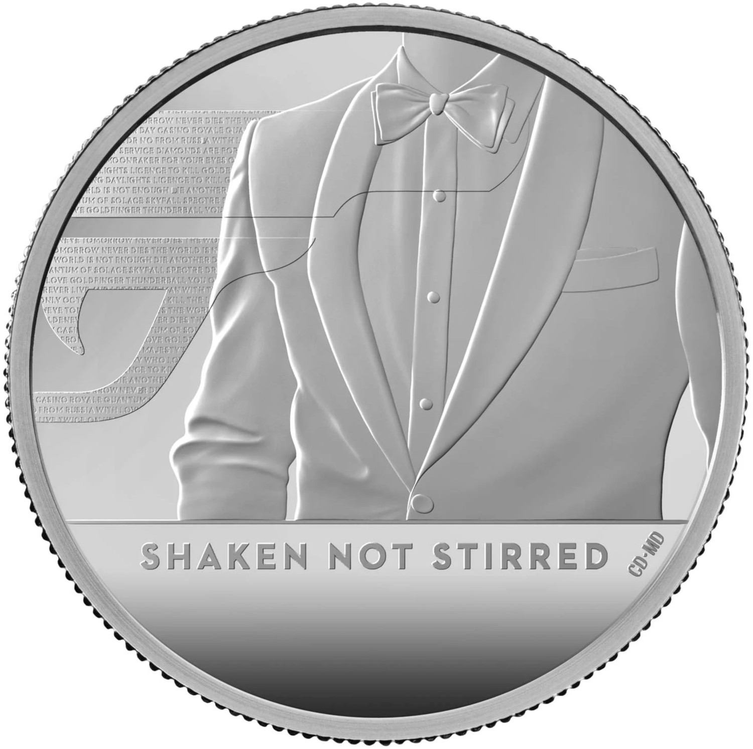 5 Pounds - Elizabeth II James Bond - III; Silver Proof reverse