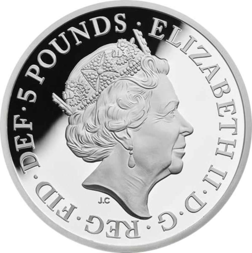 5 Pounds - Elizabeth II King Canute; Silver Piedfort obverse