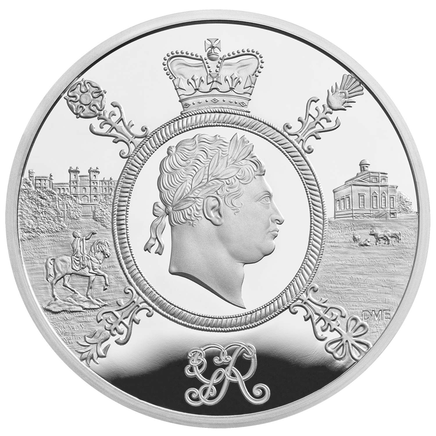 5 Pounds - Elizabeth II King George III; Silver Proof reverse