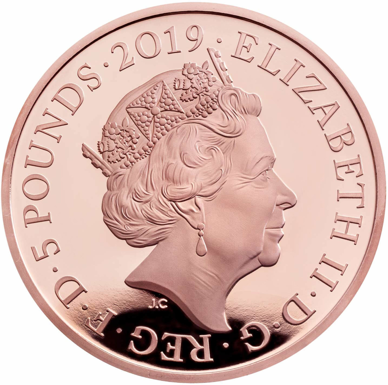 5 Pounds - Elizabeth II Legend of the Ravens; Gold Proof obverse