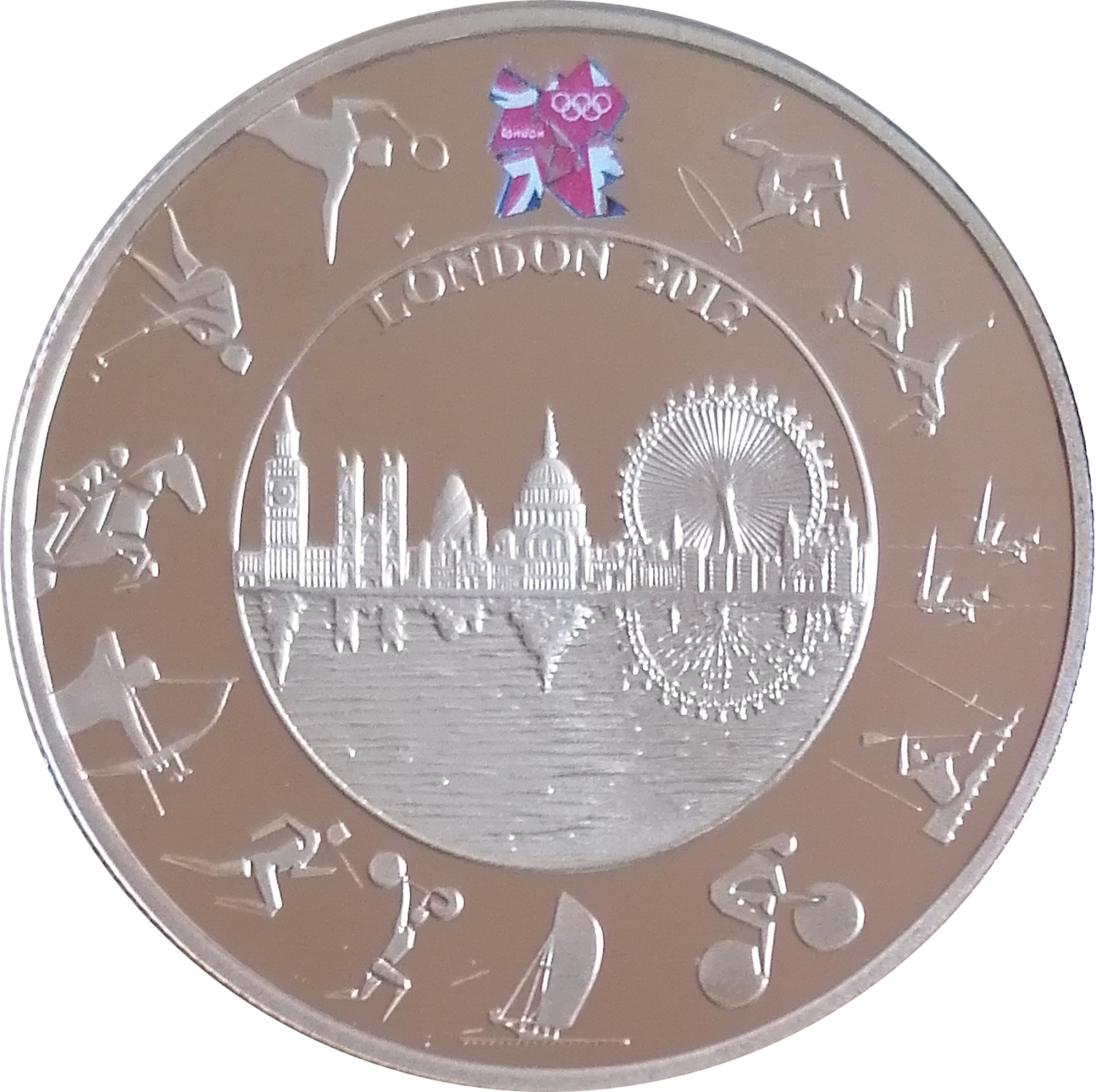5 Pounds - Elizabeth II London Olympics; Gold-Plated Silver Proof reverse