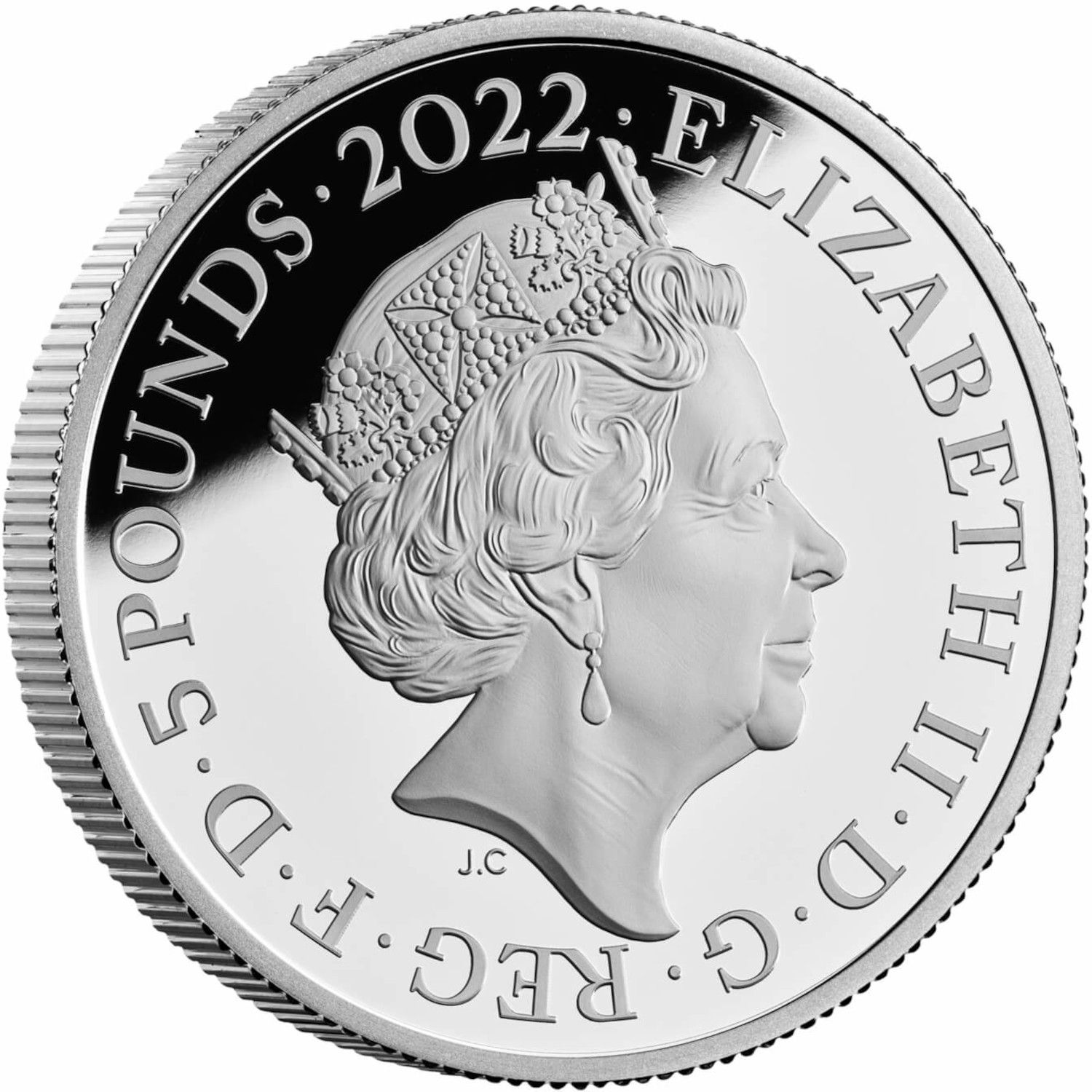5 Pounds - Elizabeth II London; Silver Proof obverse