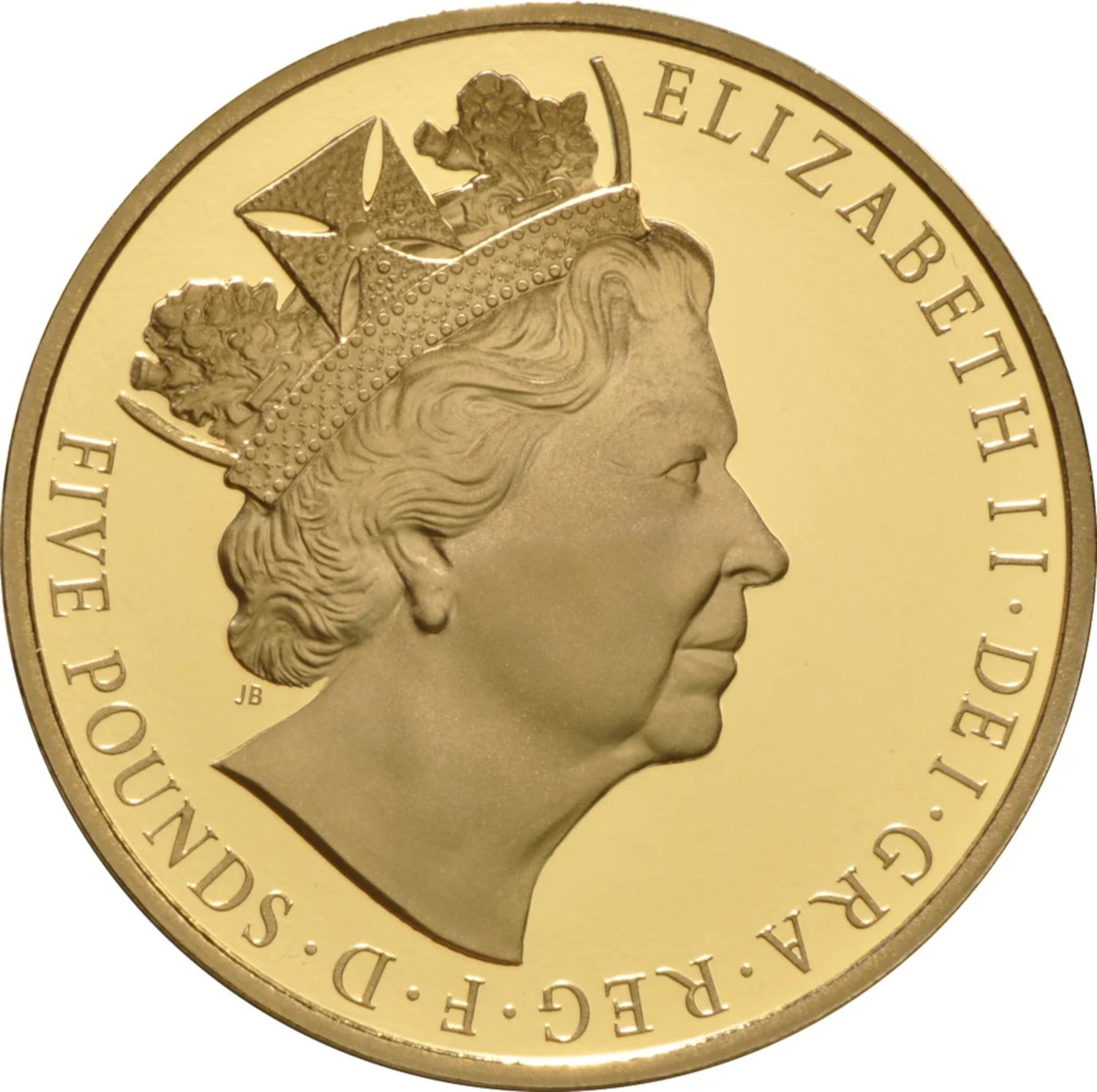 5 Pounds - Elizabeth II Longest Reign; Gold Proof obverse