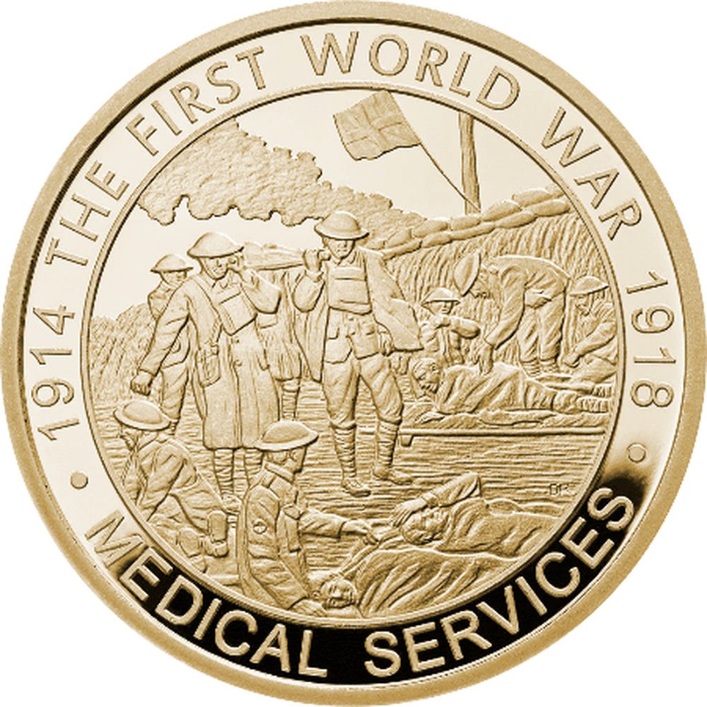 5 Pounds - Elizabeth II Medical Services; Gold Proof reverse