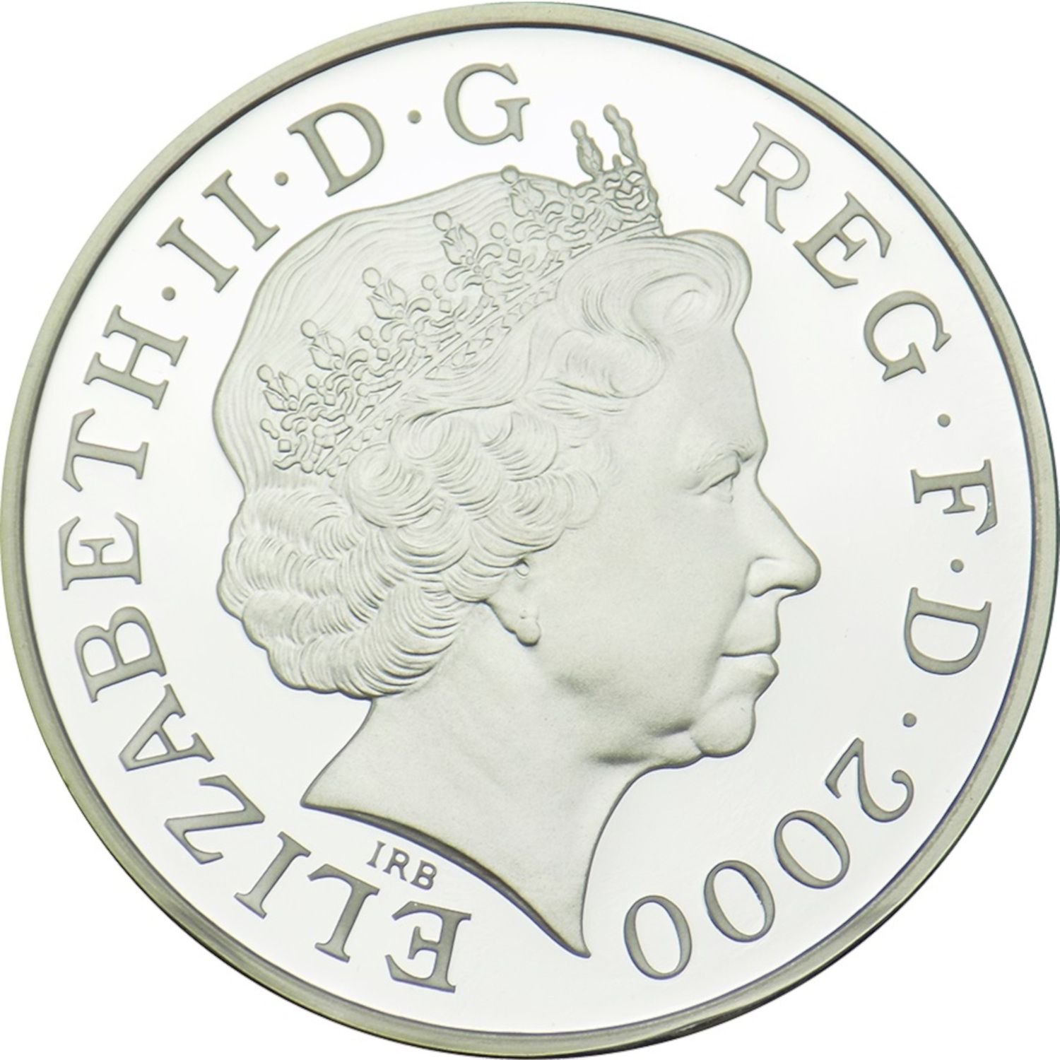 5 Pounds - Elizabeth II Millennium; Gold-highlighted Silver Proof obverse