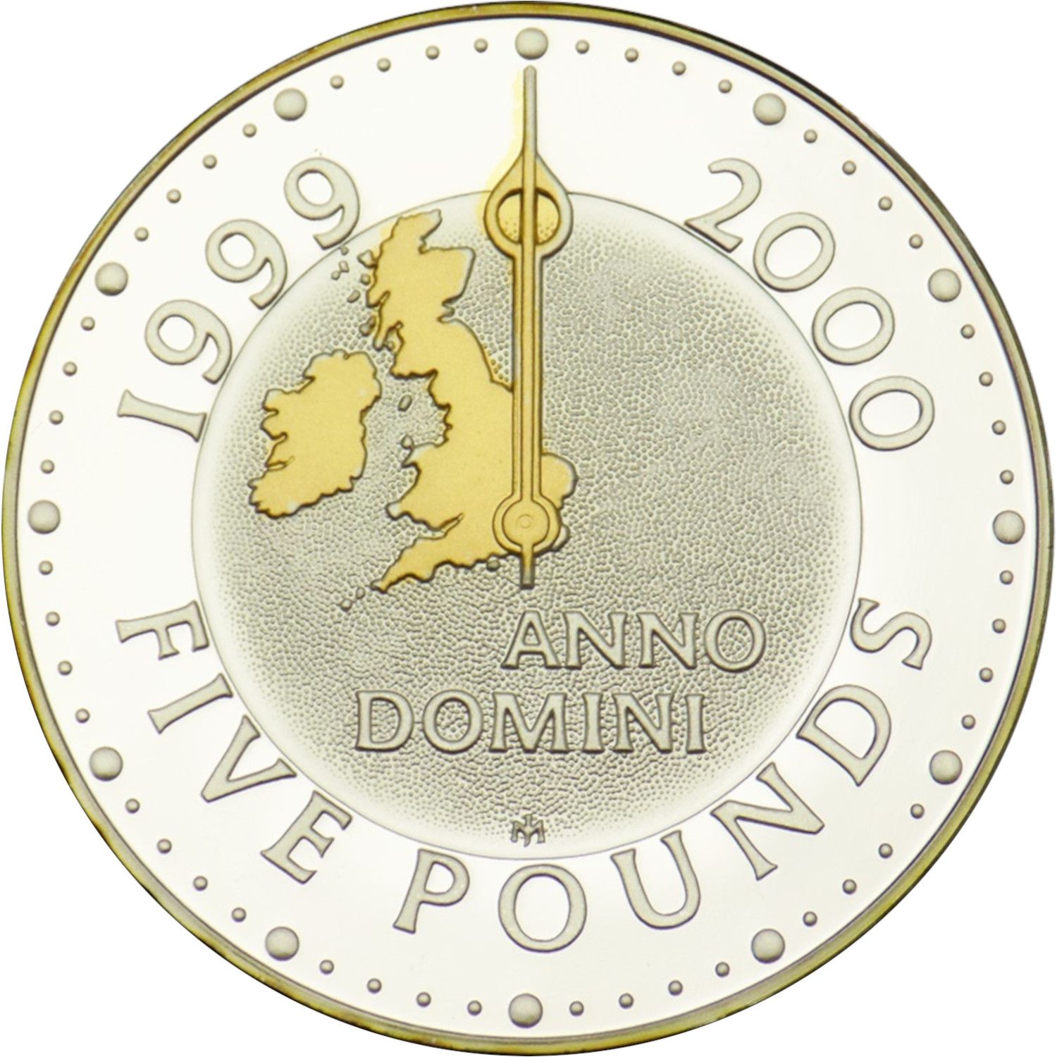 5 Pounds - Elizabeth II Millennium; Gold-highlighted Silver Proof